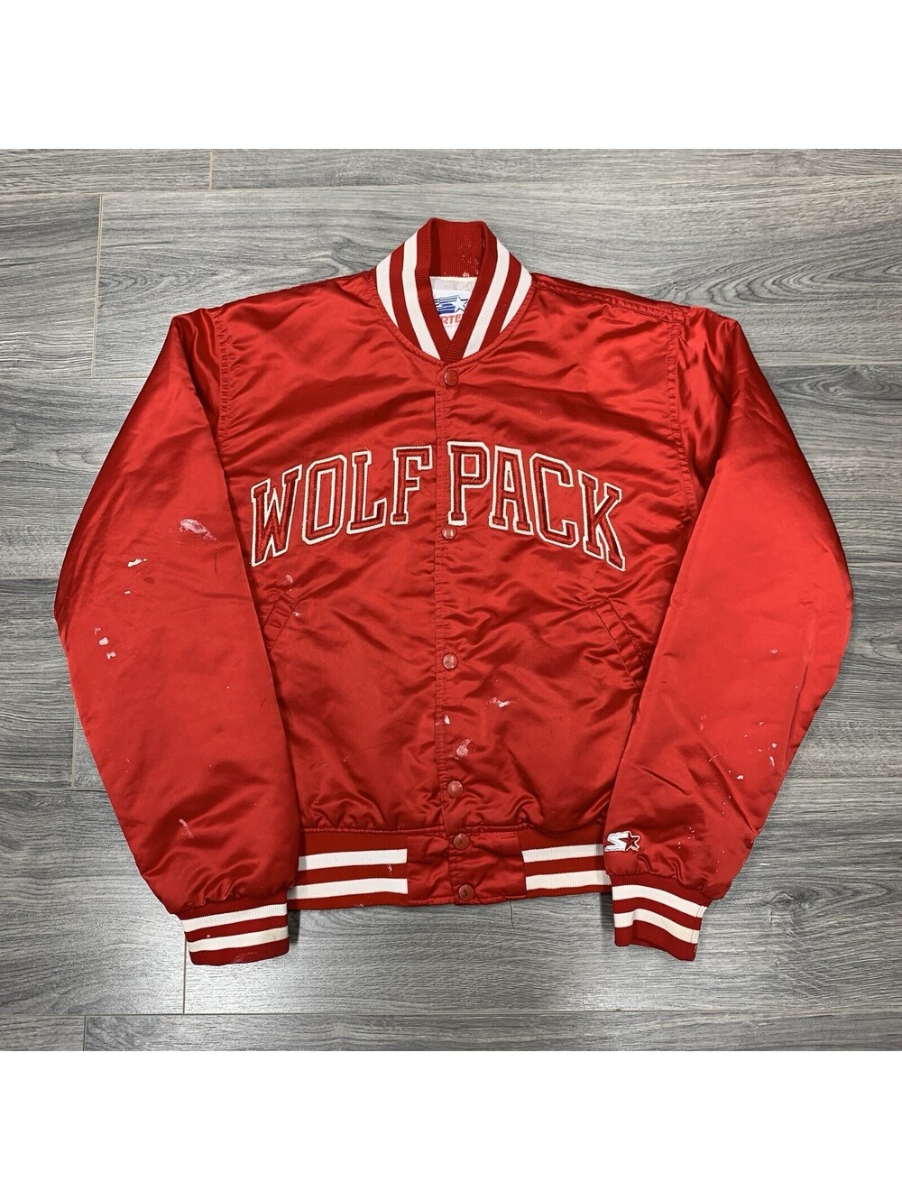 Vintage 1980S Starter University Of NC State Wolfpack Satin Jacket Medium Mens